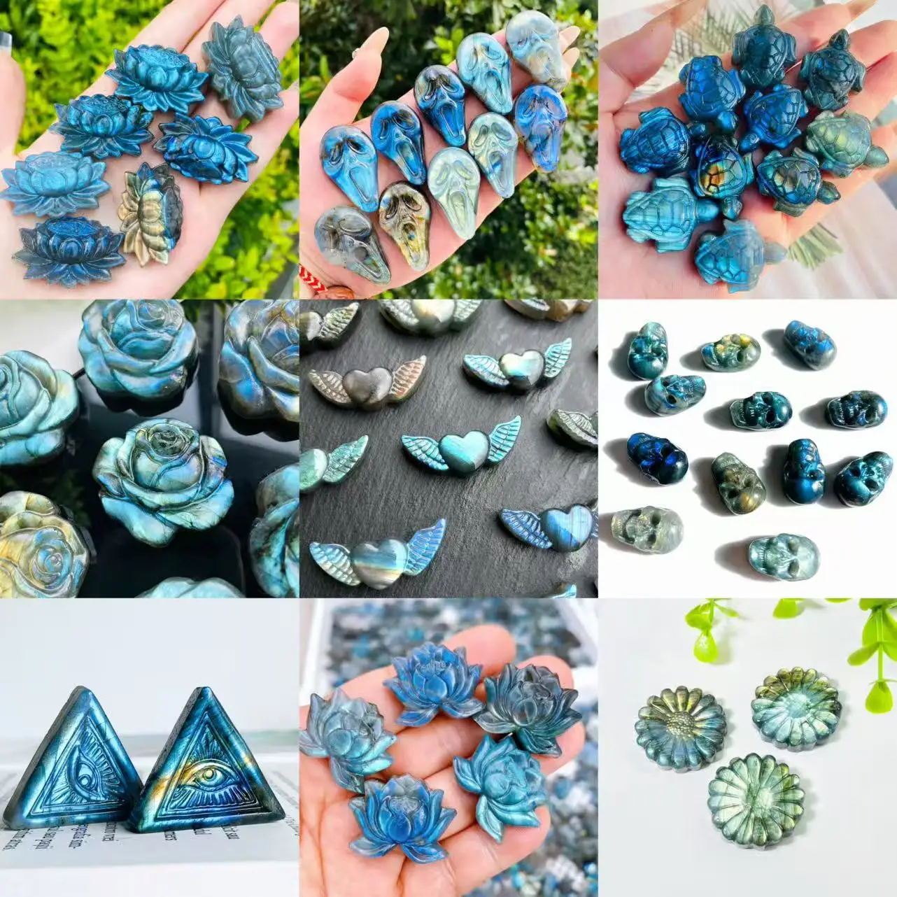 【Labradorite Collection】1pc Kinds of Labradorite Carved, Strong Flashy Handmade Crafts, Exquisite Gifts for Friends, DIY Penda view 3