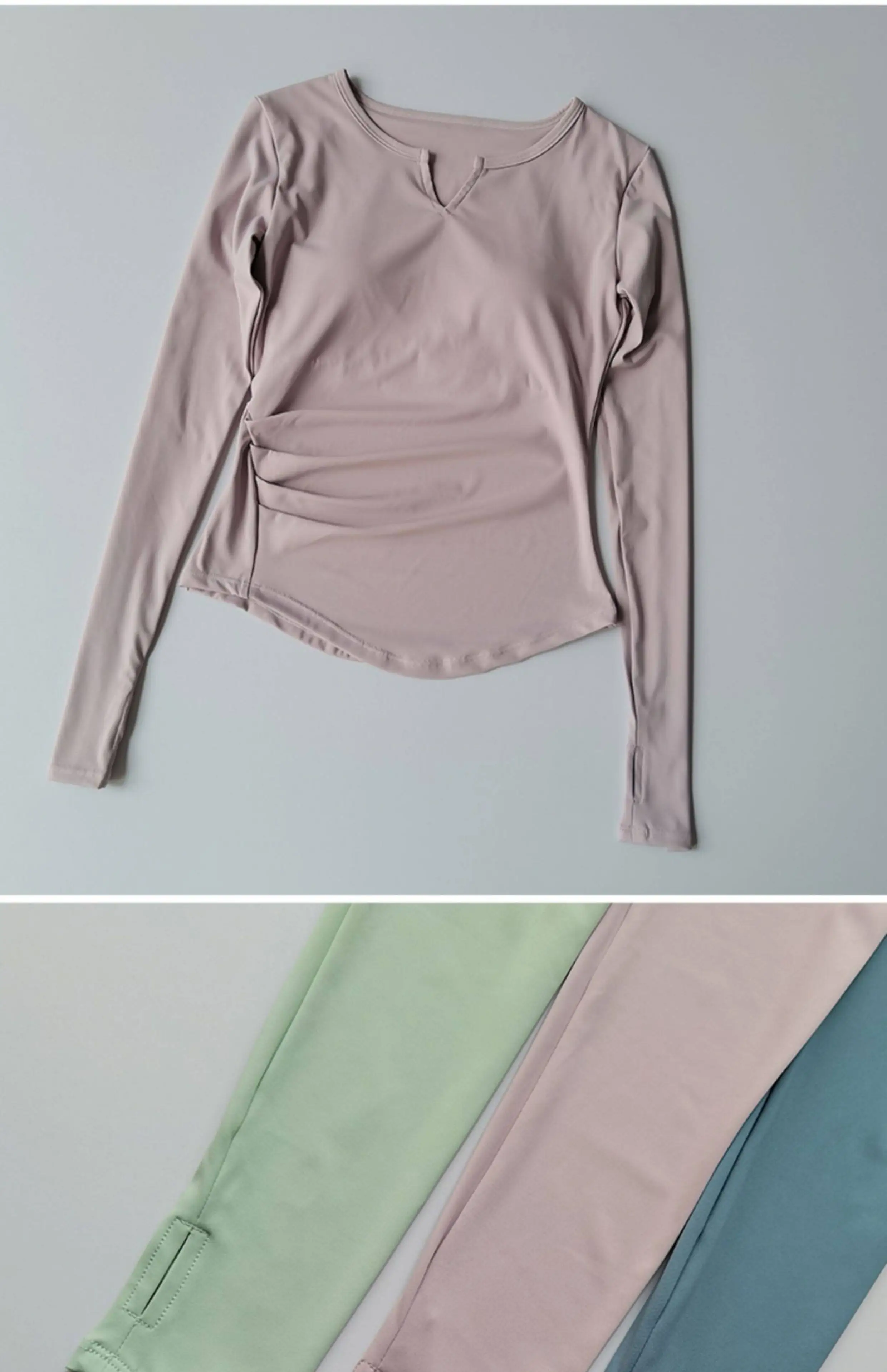 Damen V-Ausschnitt Eng Anliegendes Sexy Yoga-Oberteil Schnelltrocknend Schlankmachendes Fitness-Lauf-T-Shirt Lässiges Sport-Langarm-Mode-Top – Detail 11