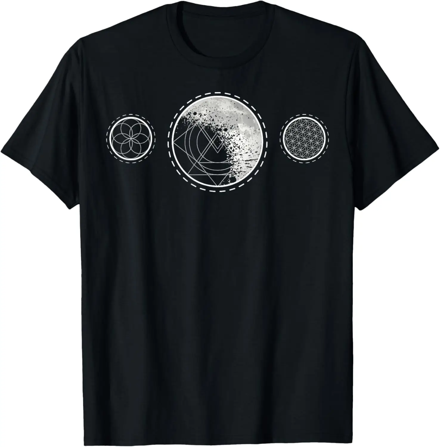 Sacred Geometry Moon for a Spiritual Zen Gothic Mandala T-Shirt