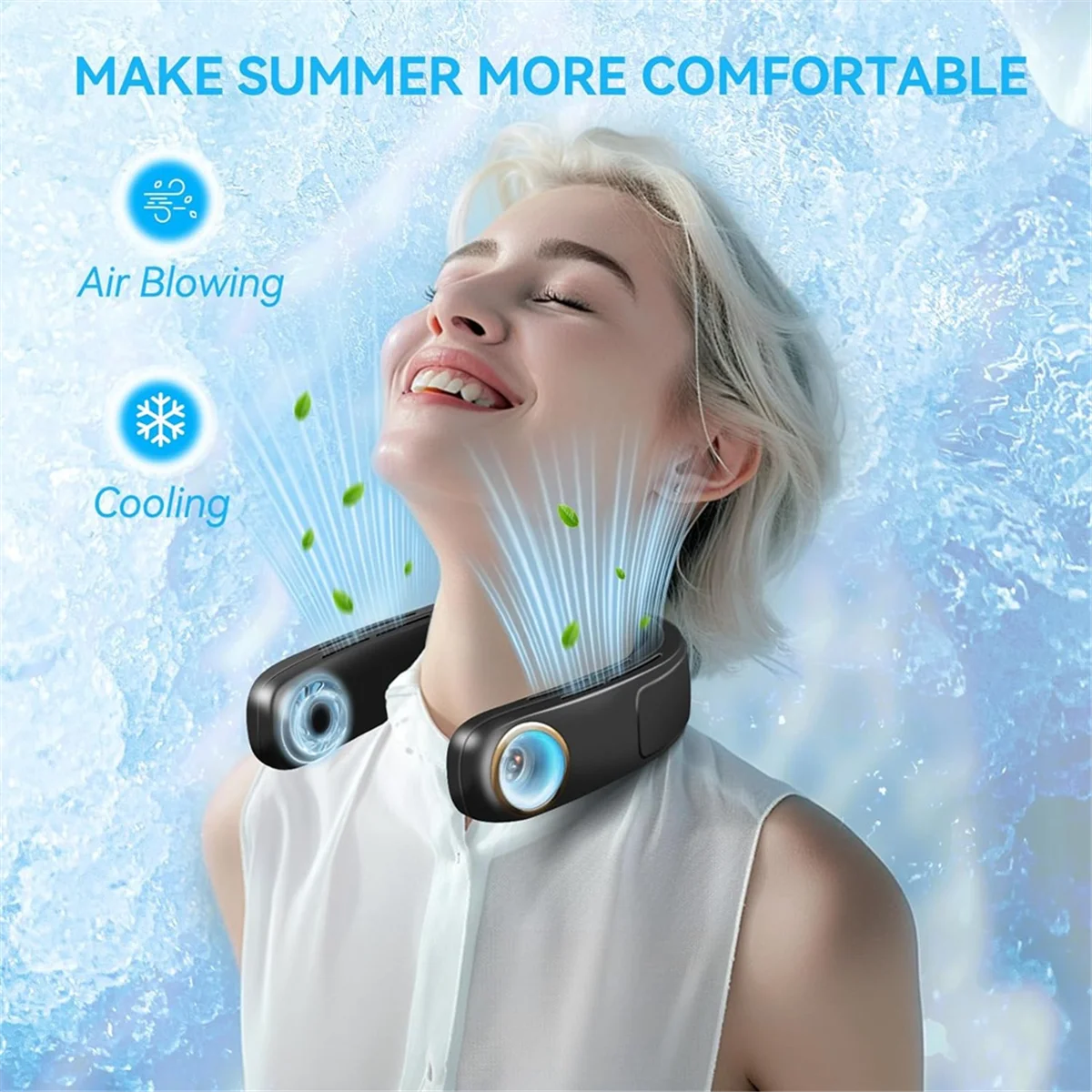 F4S-cNeck Air Conditioner Portable Neck Fan Rechargeable Bladeless Neck Fans That Blow Cold Air Personal Cooler
