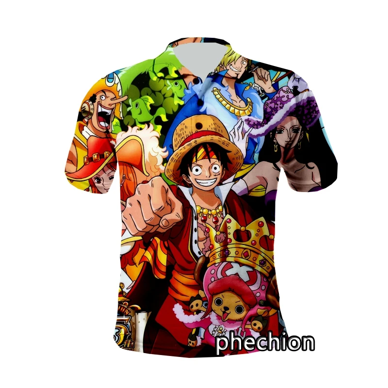 phechion 3D Printed New Fashion Anime One Piece Sport Polo Shirt Harajuku Streetwear Casual Short Sleeve Tops Fitness Unisex M07