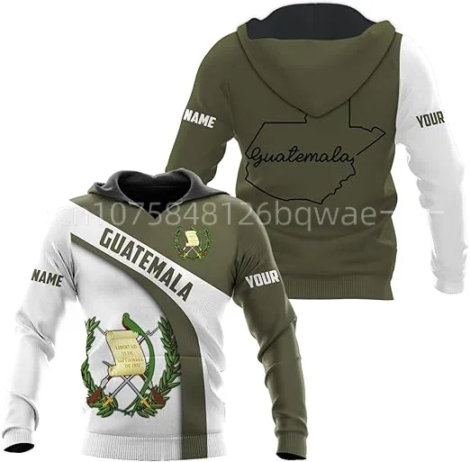 

Spring/Summer New Guatemala Flag Hoodie Men's and Women's Hoodie Casual Fashion Street Zipper Hoodie Custom Name Hoodie