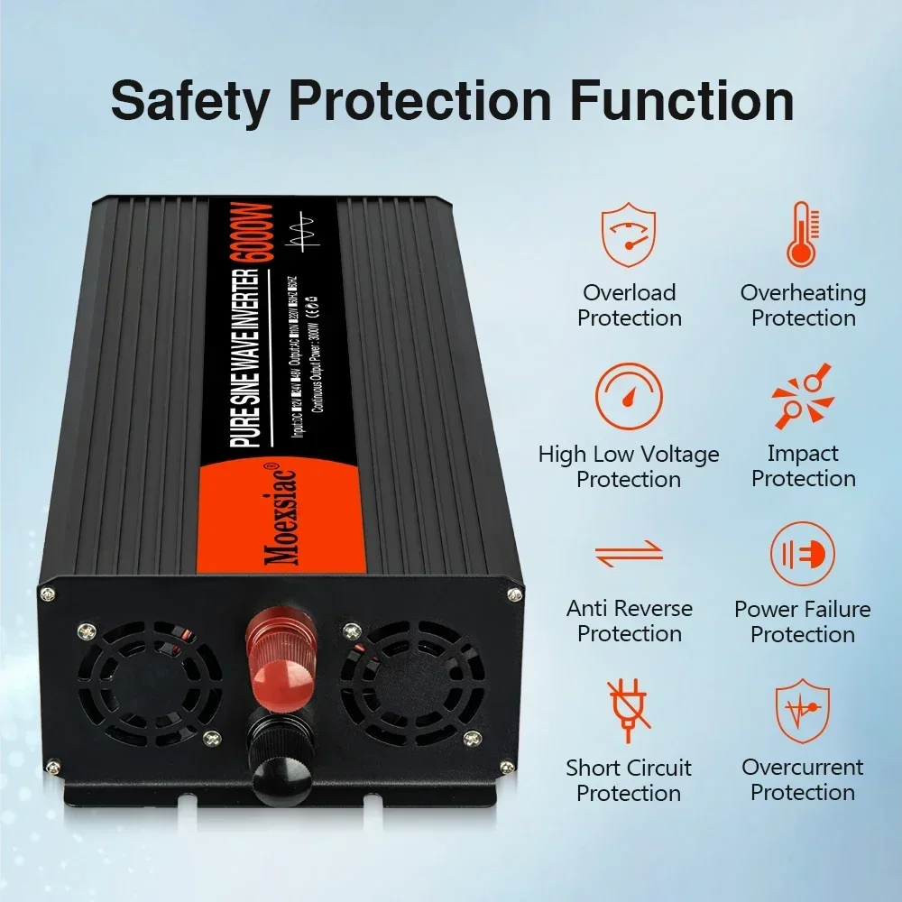 Imagem -02 - Moexsiac-inversores de Onda Senoidal Pura Inversor de Carro Duplo eu dc 12v 24v 48v a 220v ac 4000w 5000w 6000w Conversores de Tensão