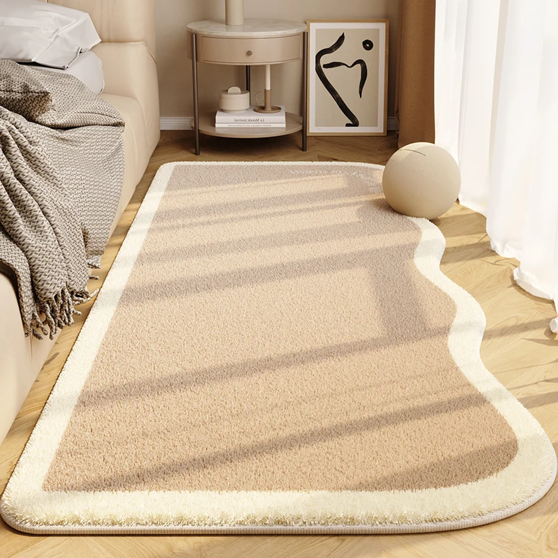 Cream Style Bedroom Bedside Nonslip Carpet Irregular Shaped Light Luxury Highend Carpets Living Room Waterproof Anti Fouling Rug