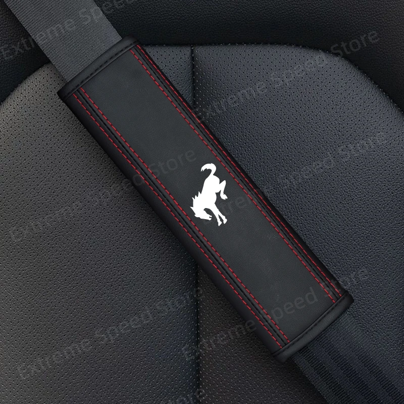 For Bronco Sport Emblem Leather Car Seat Belt Cushion Safety Belt Shoulder Protector Pad Accessories