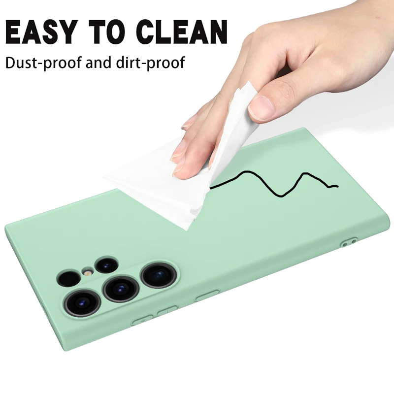 جراب سيليكون سائل يتدفقون من الداخل لسامسونج جالاكسي S24 الترا ، غطاء ممتاز ناعم مع حزام