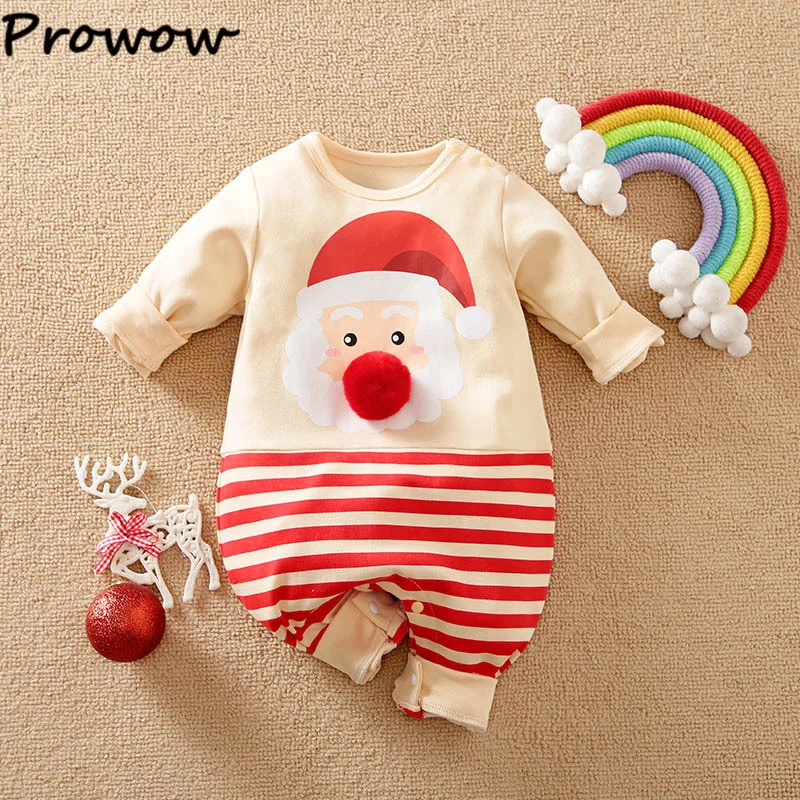 100% Cotton Baby Christmas Rompers Newborn Deer Santa Claus Xmas Jumpsuit My First New Year Costume For Baby Boys Girl Bodysuit