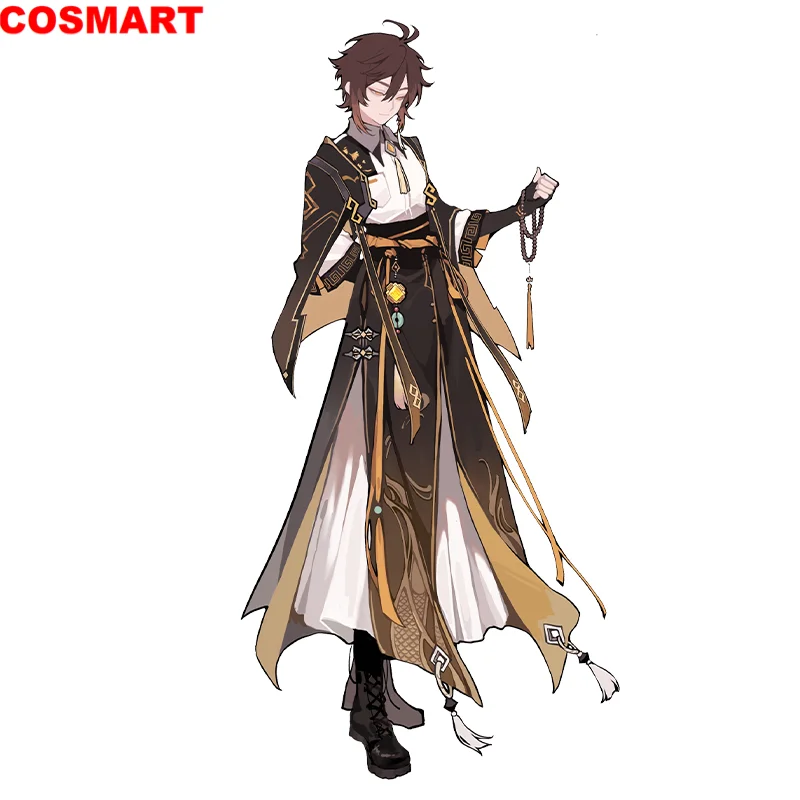 Cosmart Genshin Impact Zhongli Gamepak Prachtig Knap Uniform Cosplay Kostuum Halloween Party Rollenspel Outfit Mannen