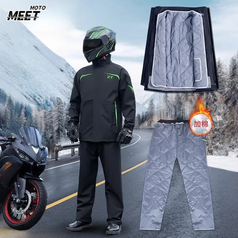 Thiened Waterproof Breathable Rain Suit Set for Very Riders Full Body Raincoat and Rain Pants Durable Against Heavy Rain