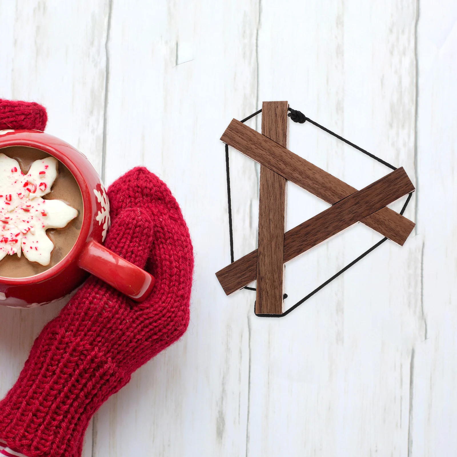 

Wooden Trivet Triangle Shape Hot Pot Holder Compact Nonslip Heat Resistant Pad for Kitchen Table and Countertop