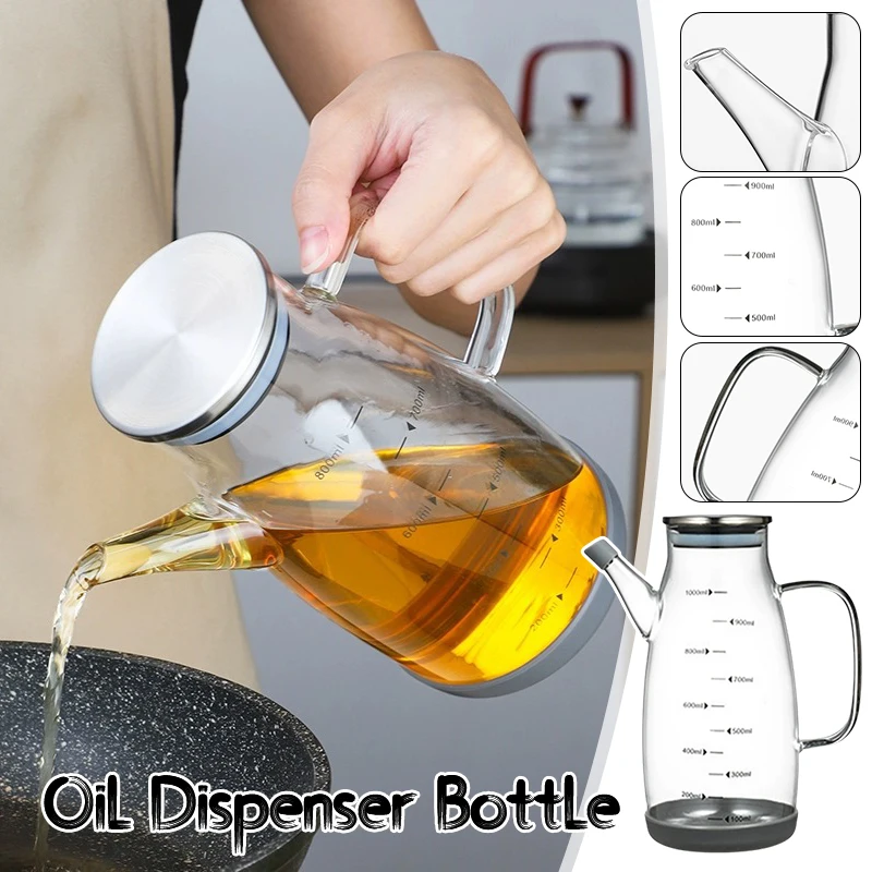

600/800/1000ml Leak-Proof Olive Oil Dispenser Bottle with Drip-Free Spout Precision Pouring for Kitchen Salad Cooking Storage