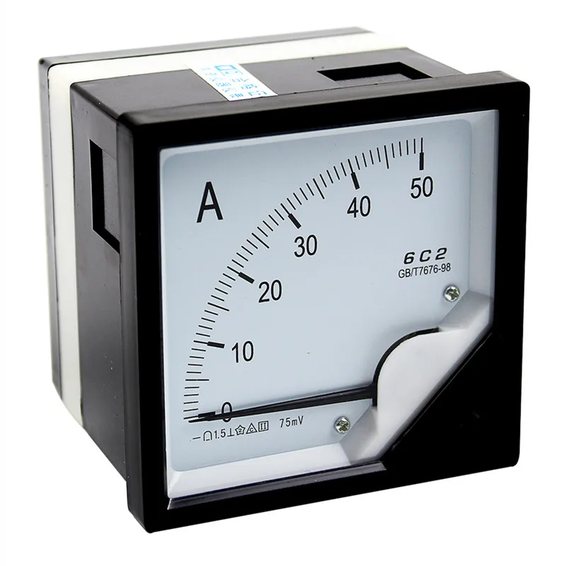 1PC 6C2 5A 10A 30A 50A 100A 300A/75mV DC Current Analog Ammeter Gauge Pointer Panel Meter 80*80mm DC Amp Meter Use with Shunt