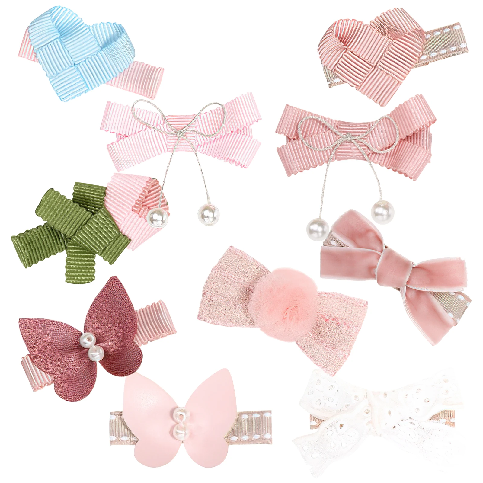 

10pcs Bow Hair Clips for Girls Fabric Hair Accessories Assorted Colors Lightweight Comfortable Kids Party Halloween Costume