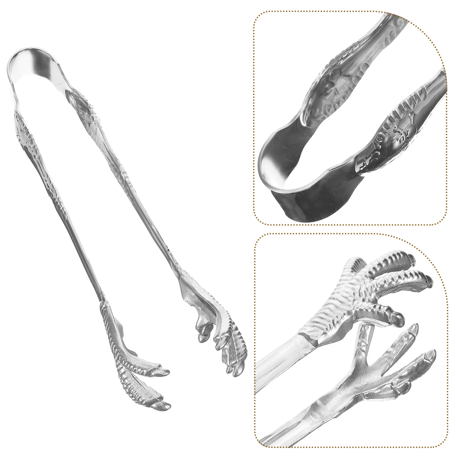 

Metal Kitchen Tongs Stainless Steel Claw Shape Thickened Design for Serving Food Meat Grill Salad Ice Sugar Cubes