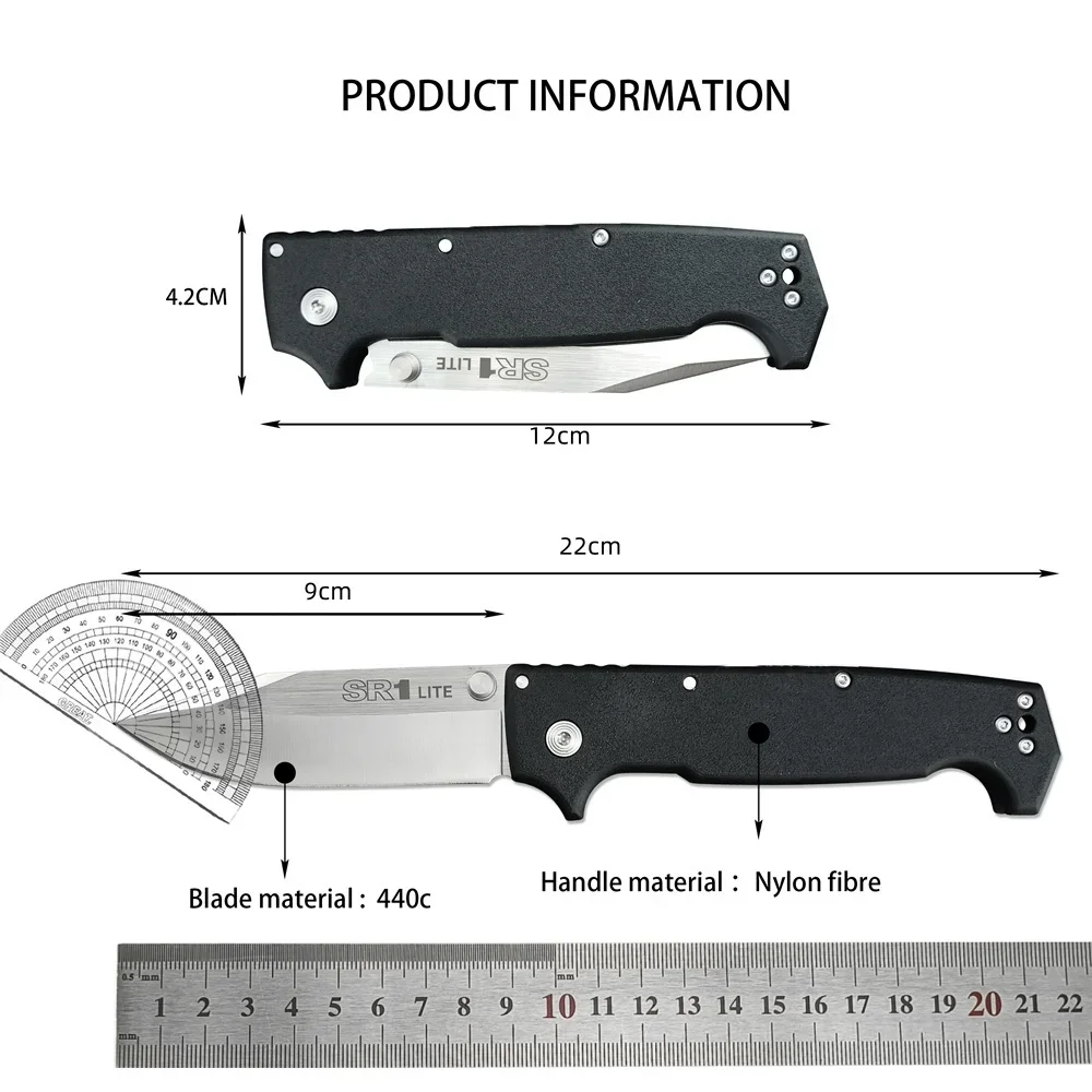 COLD SR1 Folding Knife 8Cr14Mov Blade Nylon Fiber Handle Outdoor EDC Pocket Knife Camping Hiking Hunting Tool