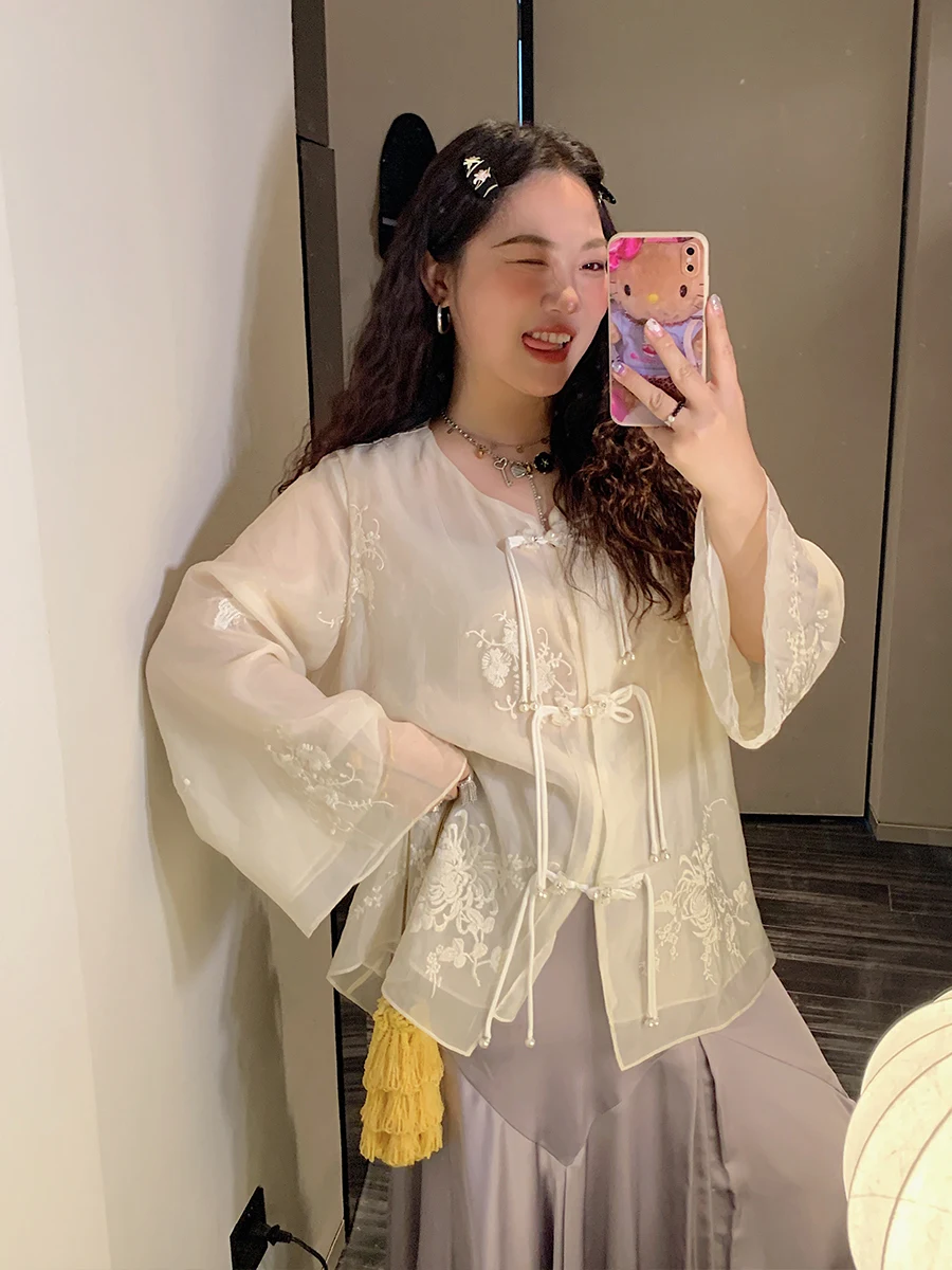 

Новая китайская женская блузка: уникальный дизайн, эффектный топ Dazi Golden Large Branch, осенняя мода 2025