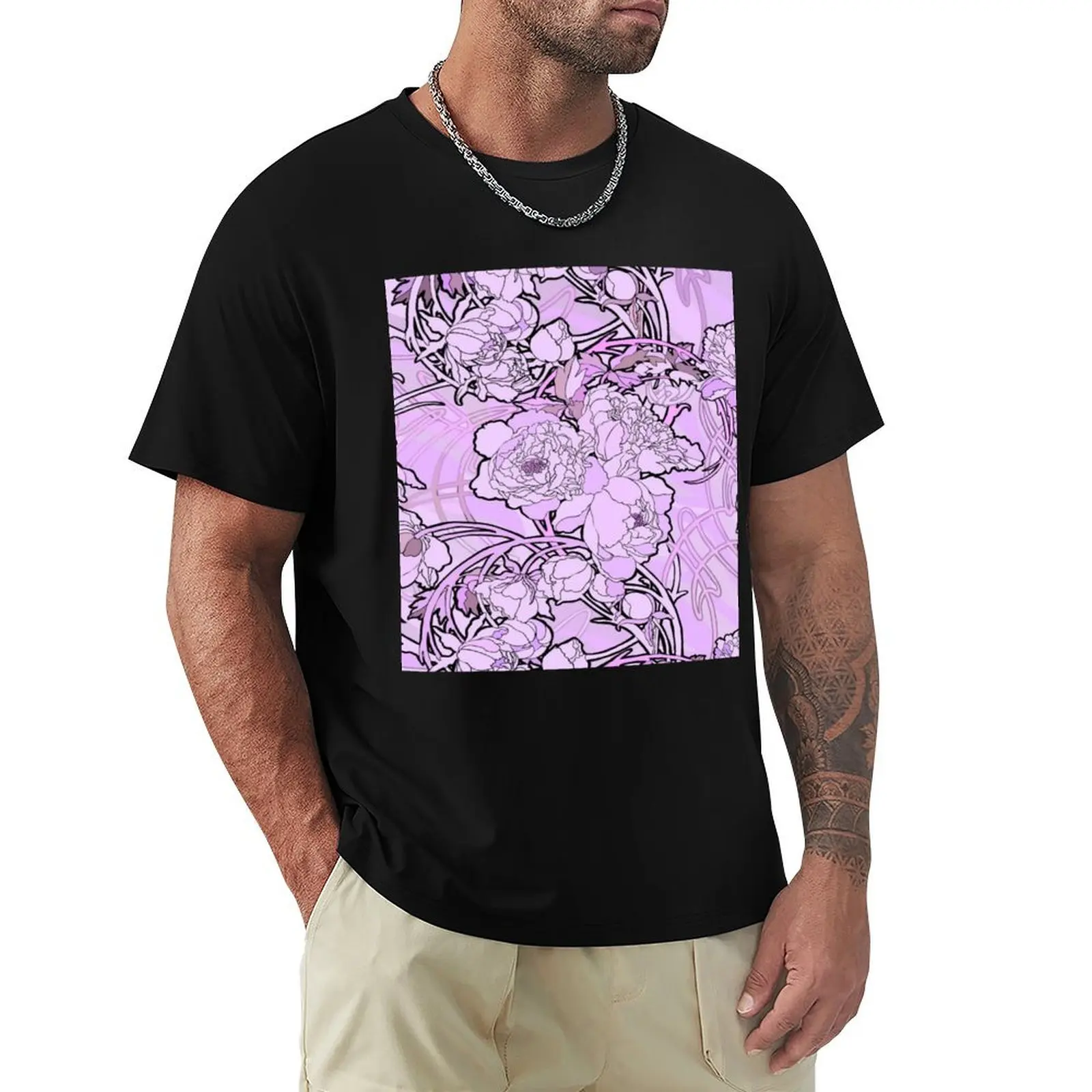Alphonse Mucha - Flowers, (1860-1939),No,06. T-Shirt Basic Lightweight Short Sleeve Tee