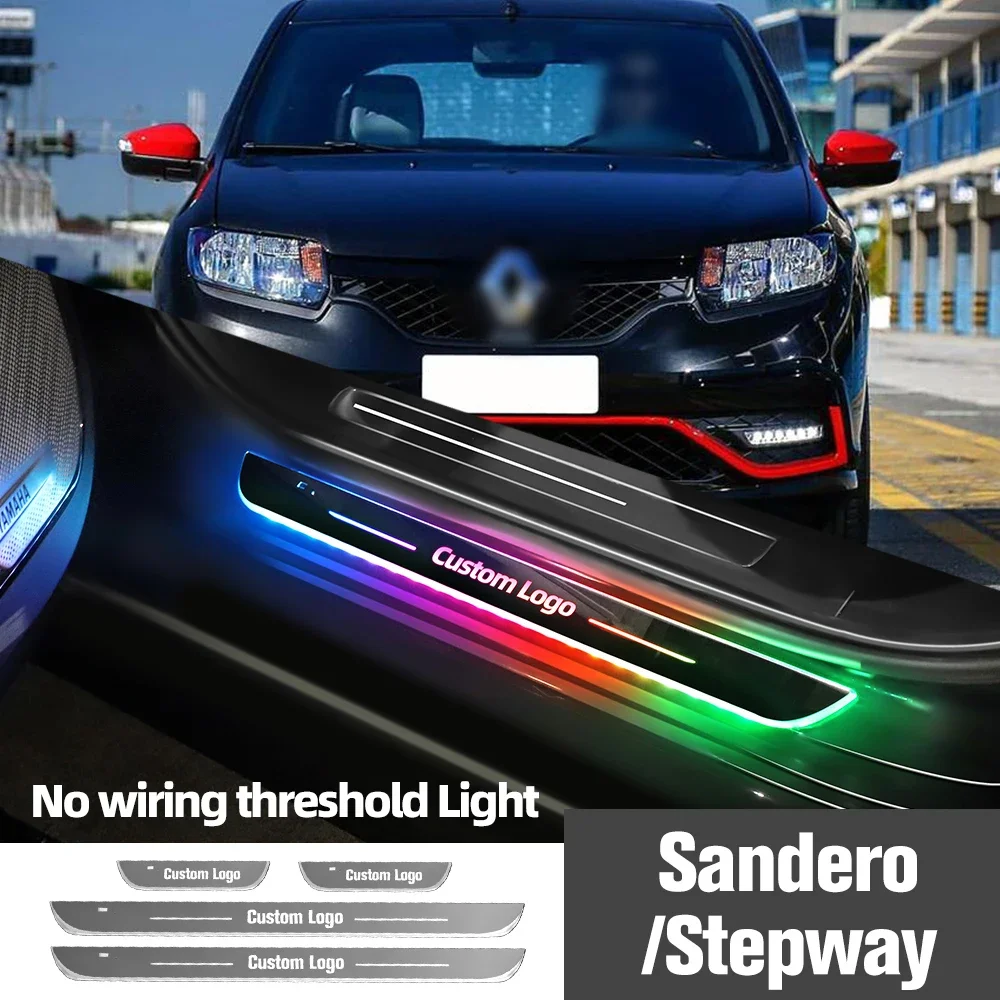 

For Renault Sandero Stepway 2007-2019 2016 2018 Car Door Sill Light Customized Logo LED Welcome Threshold Pedal Lamp Accessories