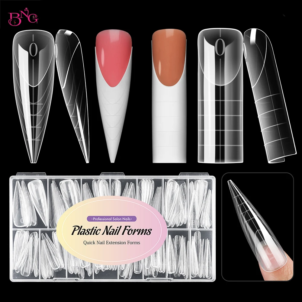 

BNG French Nail Dual Forms Акриловый поли-гель для ногтей УФ-быстрое наращивание формы 15 размеров Многоразовые формы для ногтей для французского маникюра