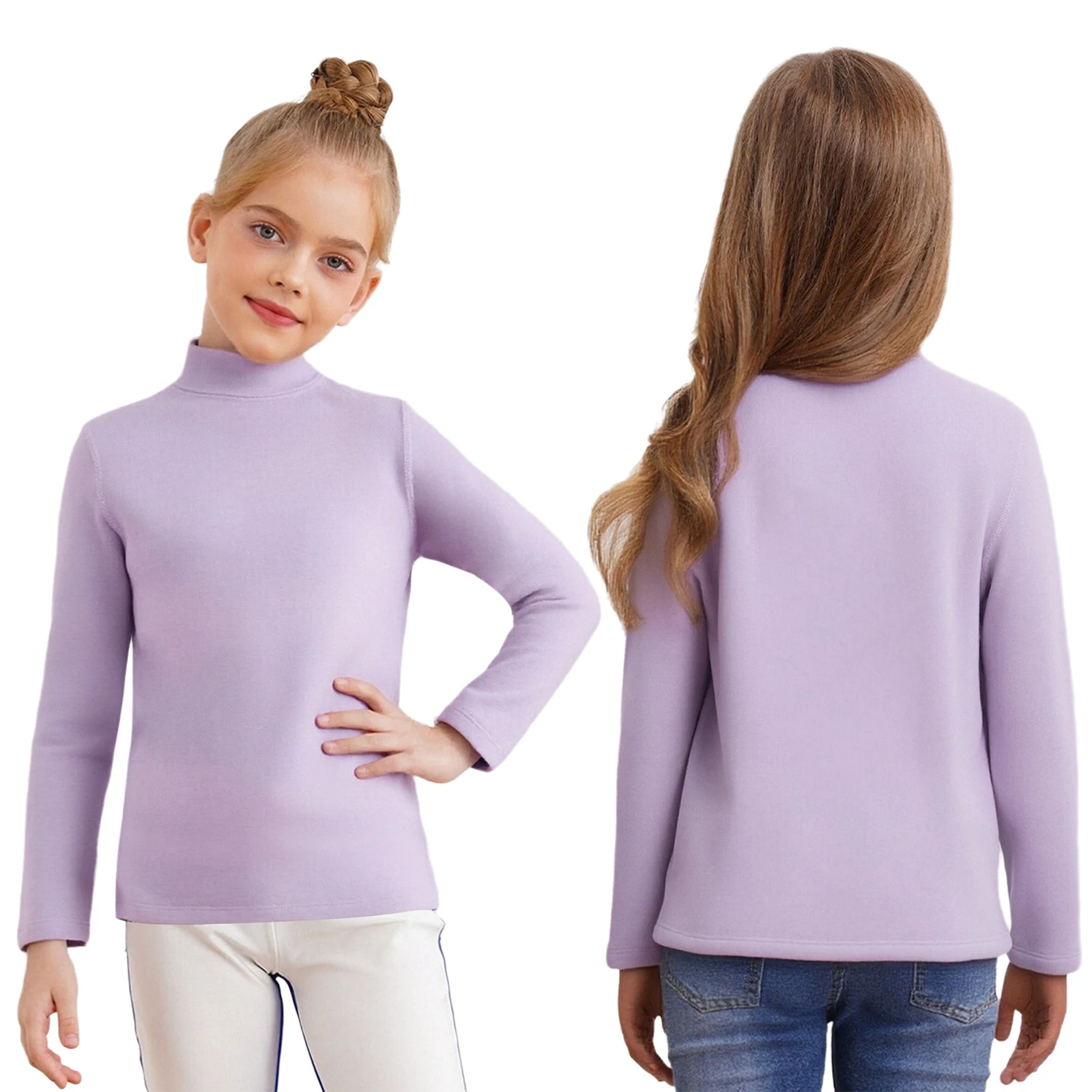

Children Cotton/Fleece-Lined Base Shirt Autumn Winter Inner Wear Top Kid's Clothing Warmth Long Sleeves T-shirt Pullover