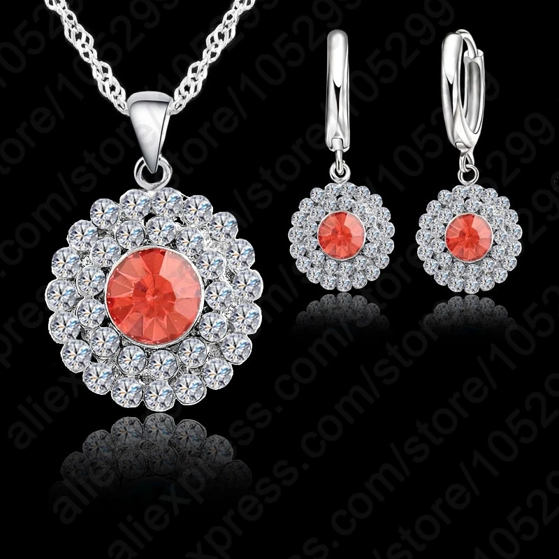 10 kolorów 925 Sterling Silver zestaw biżuterii krótki łańcuszek wisiorek naszyjnik Choker i kolczyki zestaw biżuterii kobiet — zdjęcie 3