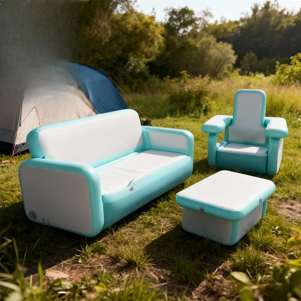 Foldable Portable Inflatable Camping Chair Table Set Lightweight Outdoor Furniture Garden Picnic Beach Family Leisure Use