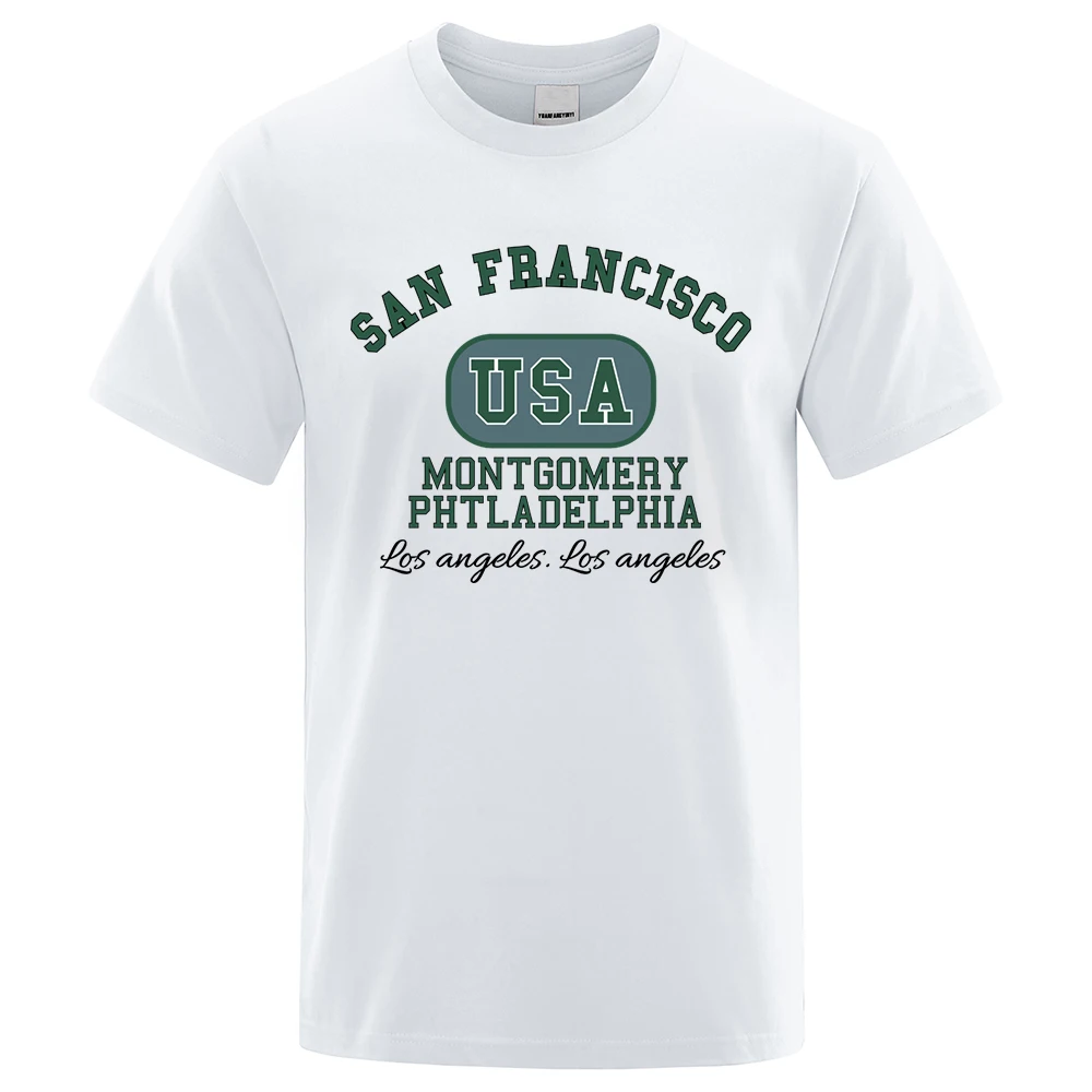 San Francisco Usa Montgomery Philadelphia T Shirts Male Fashion Cotton Tee Clothes Hip Hop Oversized T Shirts Casual Loose Tops