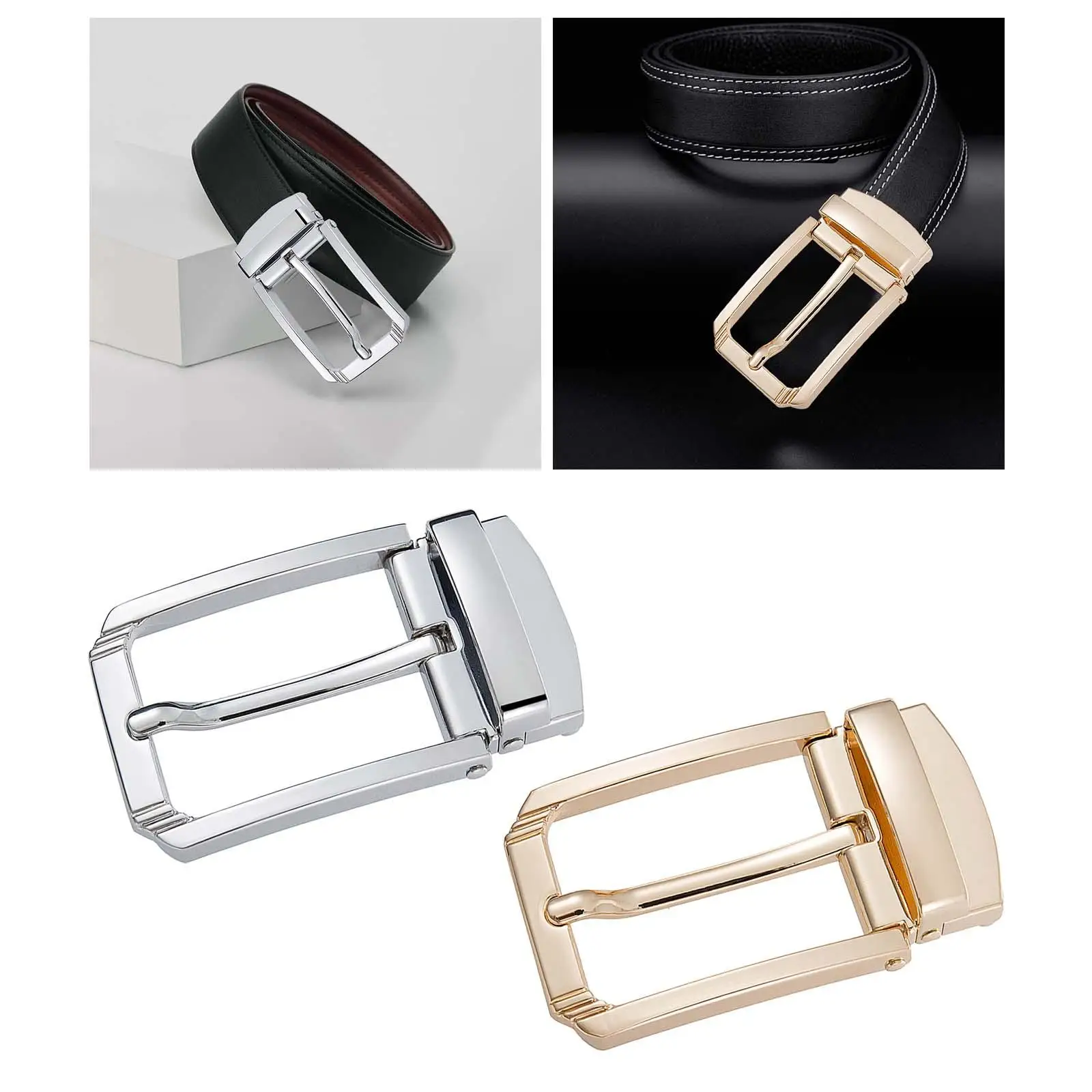 Metal Belt Buckle Classic Casual for Leather Strap Mens Rectangle Pin Buckle