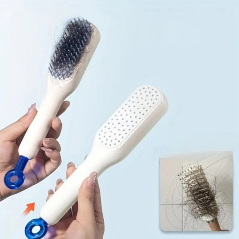 Anti Static Retractable One-pull Massage Brush Selfcleaning Hair Comb Rotating Lifting Hairbrush Safety Airbag Combs Barber Gift