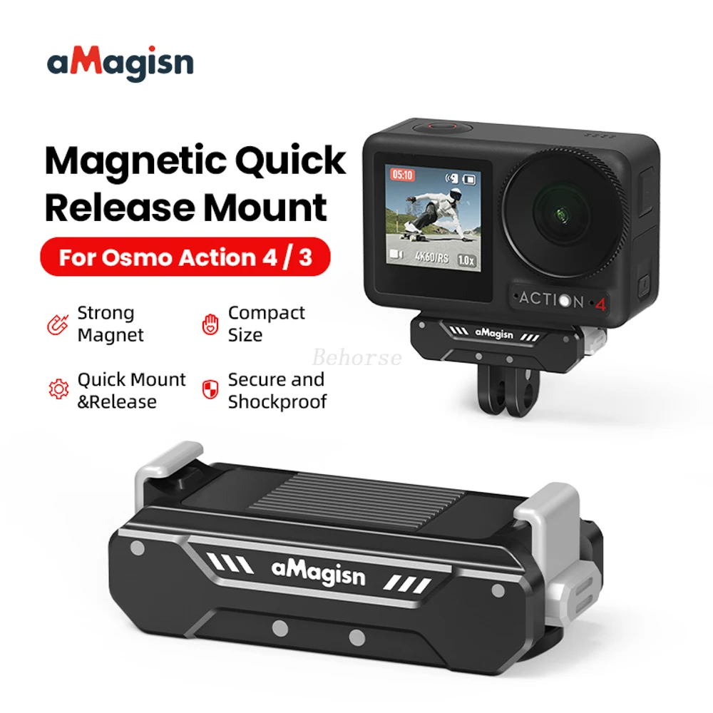 Magnetic Quick Release Mount for DJI Action 4 Ultra-light High Capatibility Aluminum Alloy Mount for DJI Osmo Action 3 Accessory