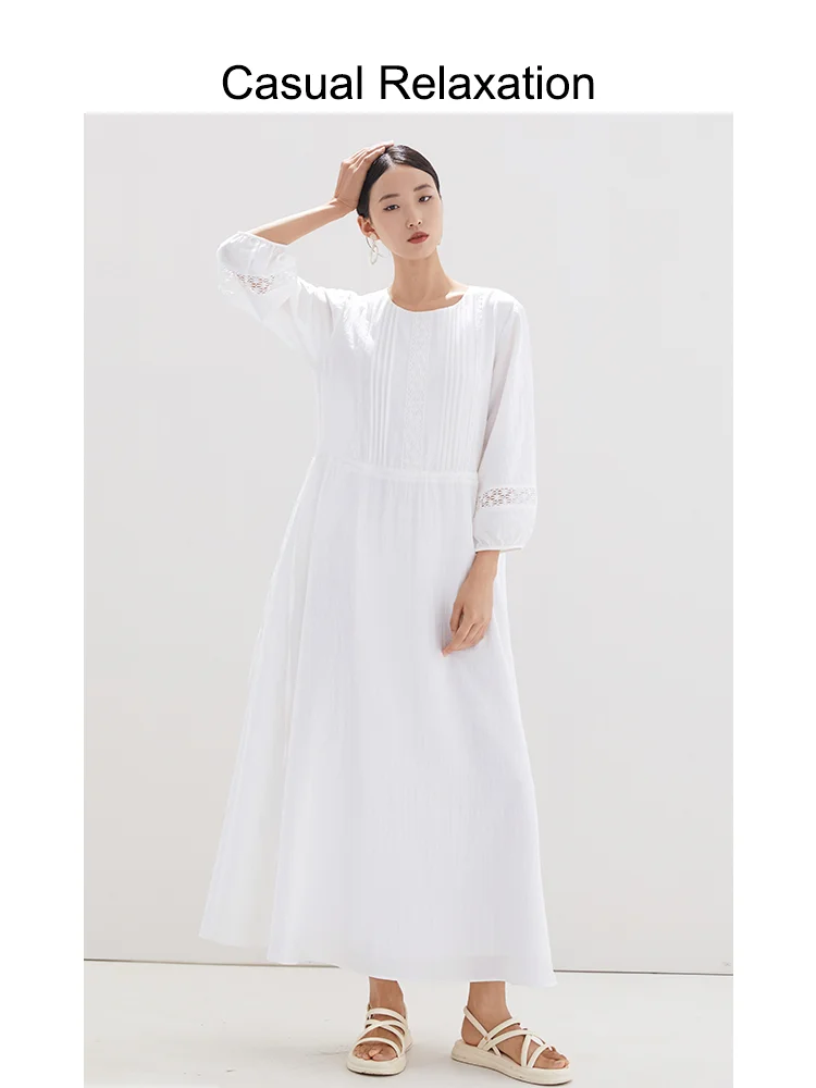 

Новое женское длинное платье Ele White для весны и осени, с завязками на талии, повседневное, удобное, из хлопка