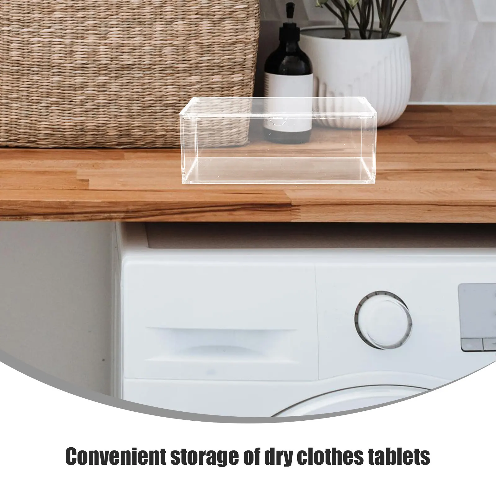 Transparent Dryer Sheet Container Clear Acrylic Box with Lid Laundry Room Organizer Large Capacity Storage Holder view 4