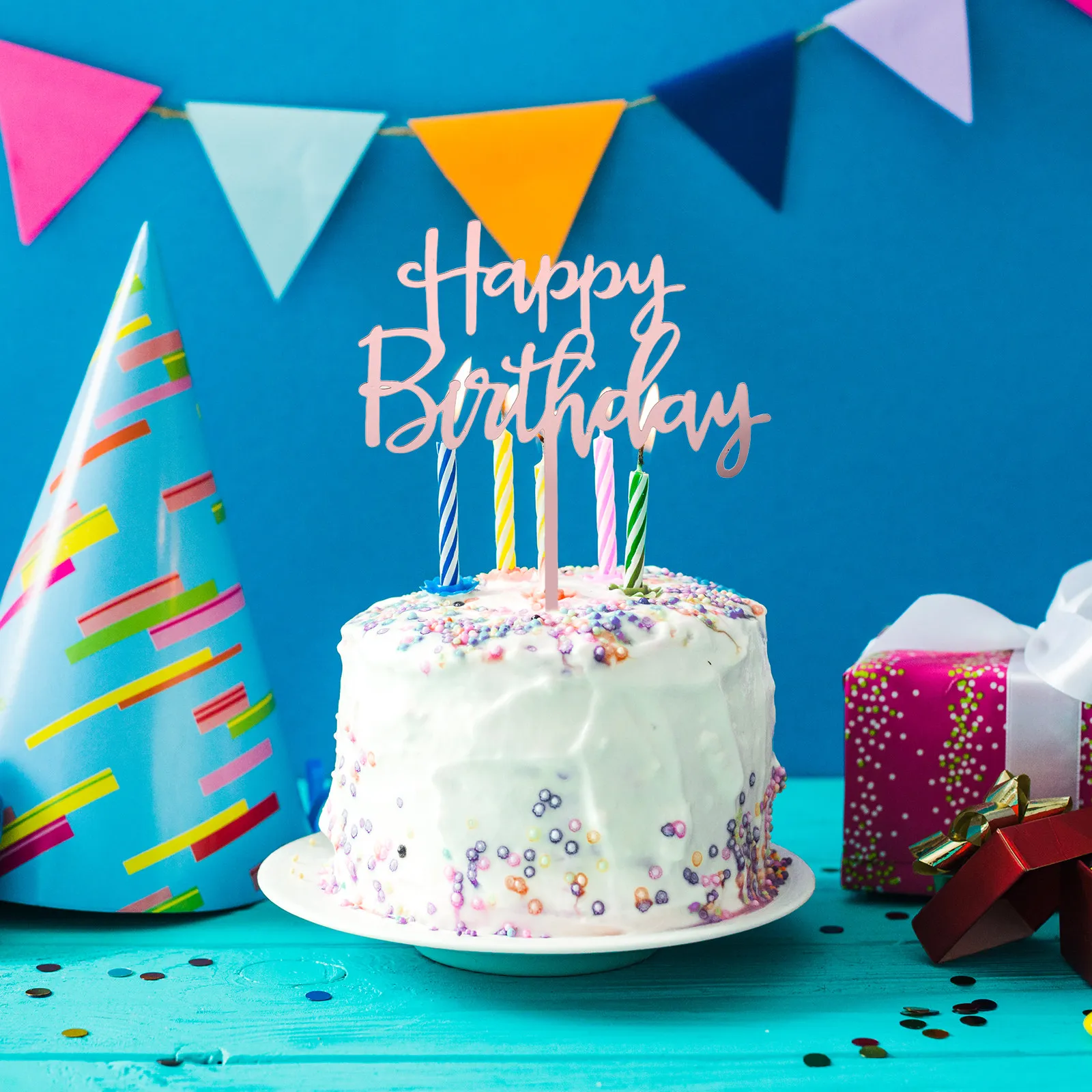 

Набор украшений для торта «С Днем Рождения»: розовые банты-вставки для девочек и женщин, тематические десертные топперы для вечеринок, принадлежности для выпечки