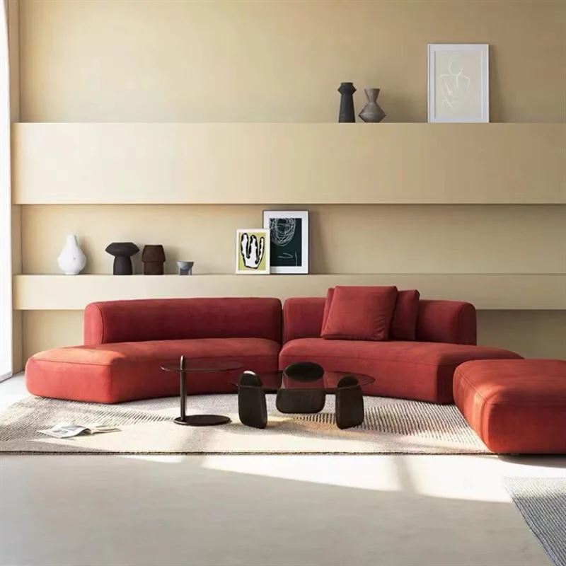 Special-shaped curved sofa Italian minimalist light luxury living room beauty salon fabric sofa combination designer size