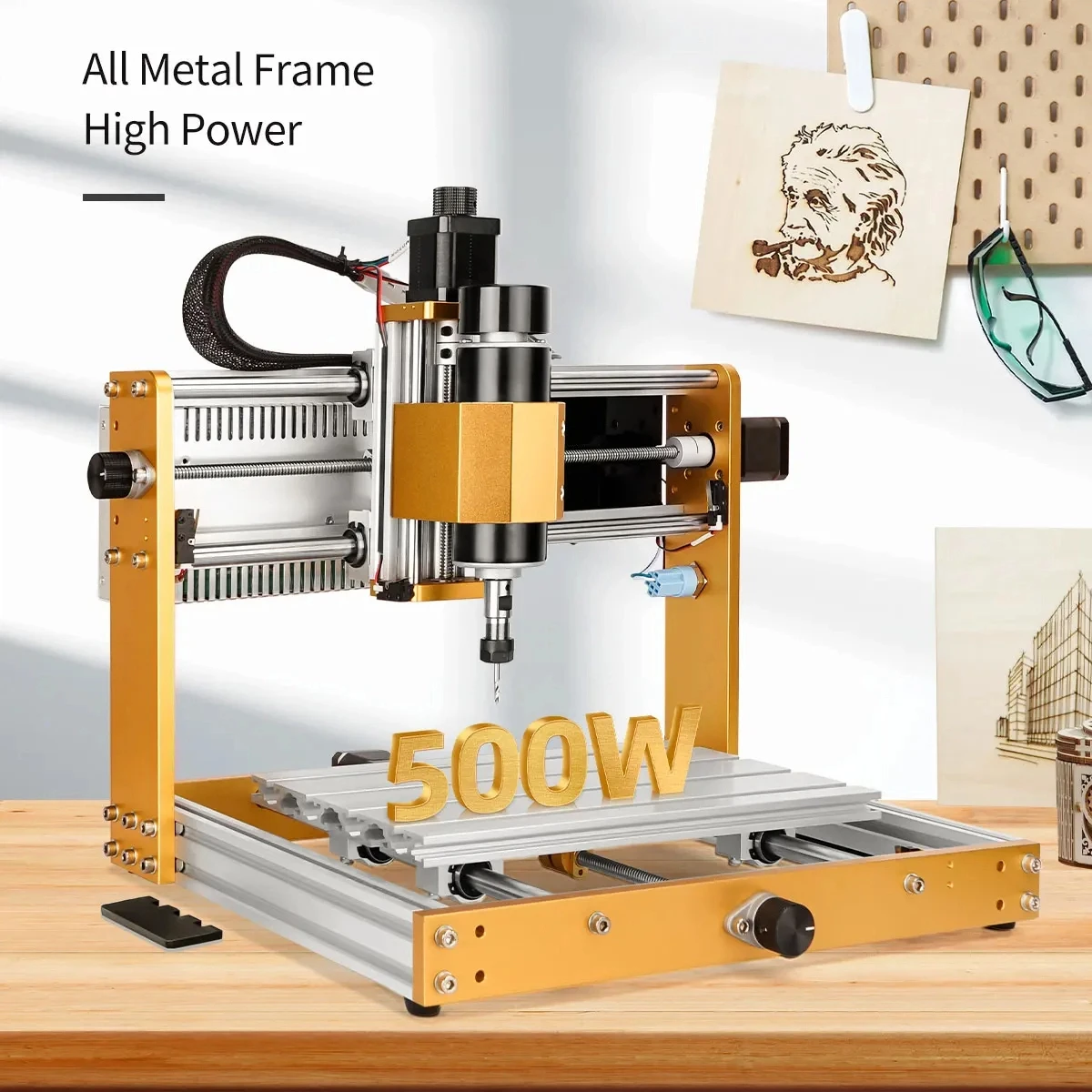 Router CNC da 500 W, macchina CNC 3018Plus, fresatrice interamente in metallo per taglio di intaglio di fibre MDF acriliche in legno