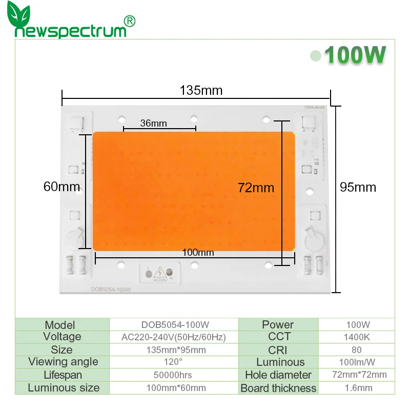 Full Spectrum LED Chip COB 50w 100w 150w Smart IC Driverless AC220V DOB 5054 For Indoor Outdoor Plant Grow Light Lamp Beads