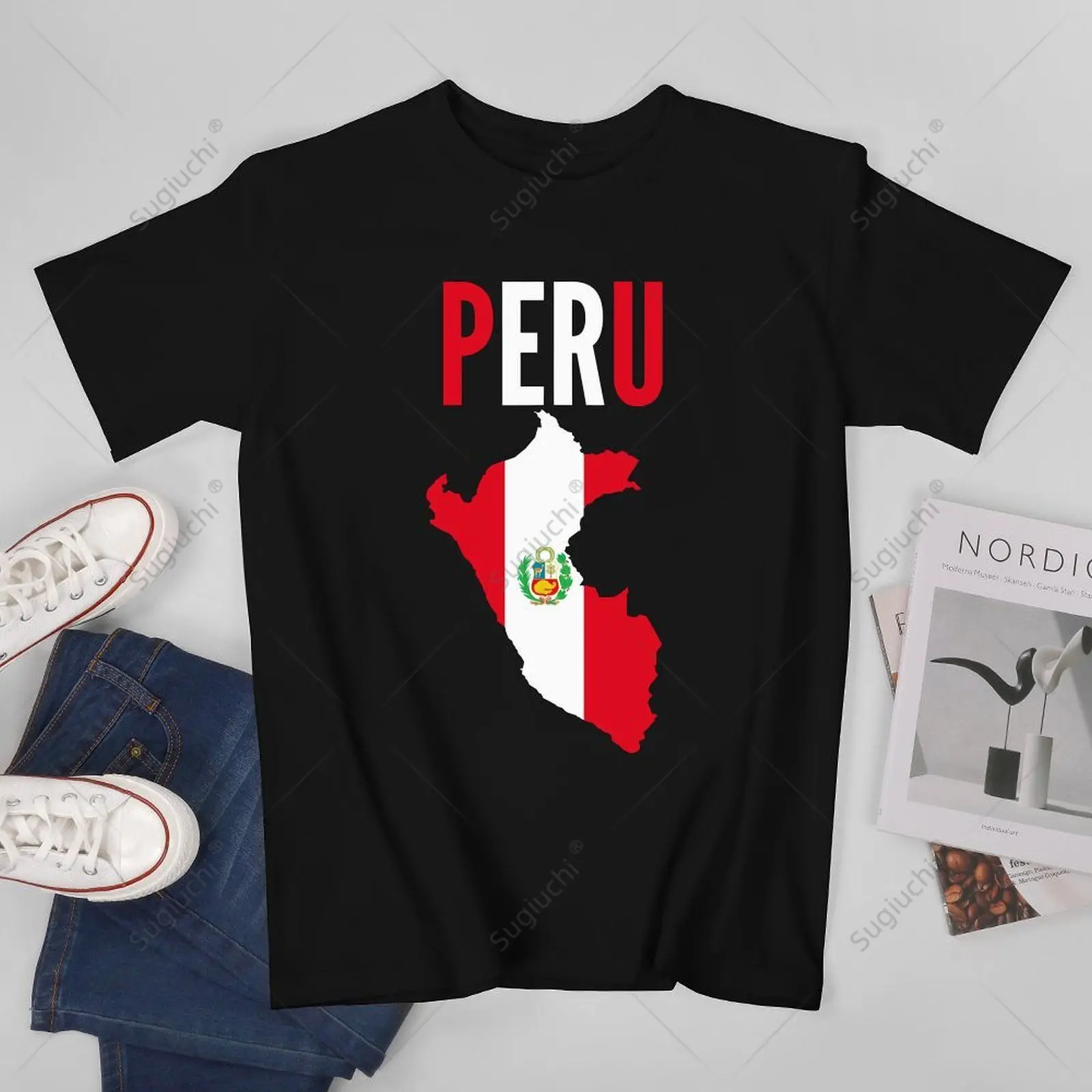 Unisex Men Peruvians Peru Map Flag Tshirt Tees T Shirts Women Boys 100% Cotton T-Shirt