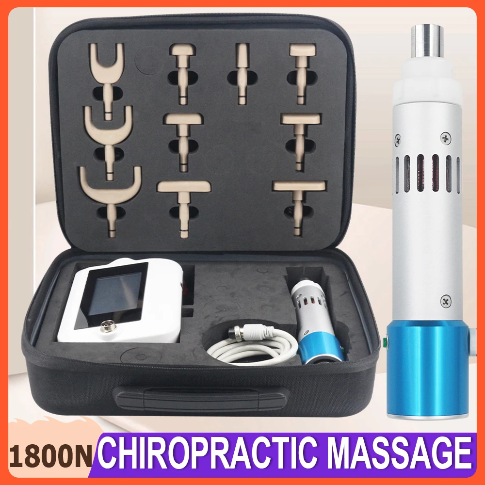 1800N Electric Correction Gun Chiropractic Adjusting Instrument Spine Adjustable Intensity 10Heads Back Therapy Massager Newest