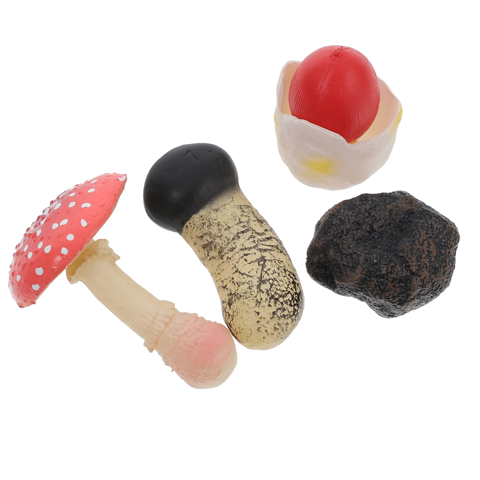 

4 Pcs Set Wild Fungi Model Child Role-playing Toys Hollow Knob Plastic Fake Mushrooms