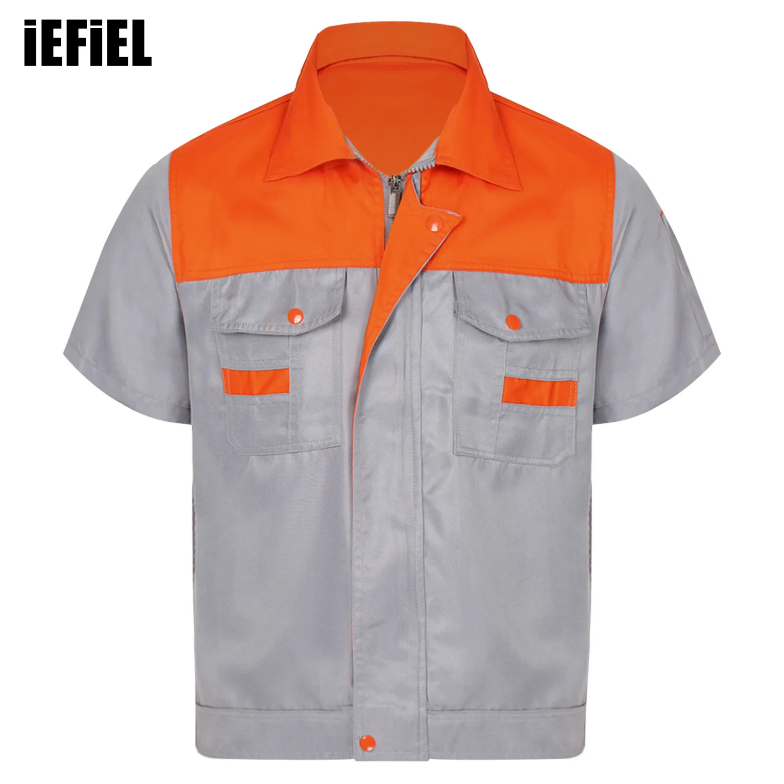 Chemise de travail à manches courtes pour hommes, vêtements de travail à col rabattu, uniforme de mécanicien