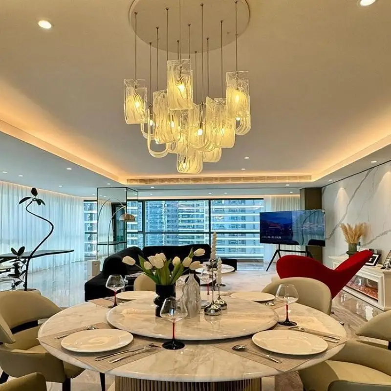 Cloud Ribbon Glass Chandeliers led white Curved light Luxury Designer Light for Villa Living Dining Room Bedroom dining Lamp