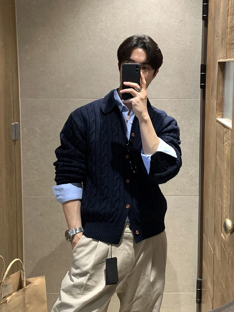 

Новый мужской свитер, повседневная свободная куртка в стиле ретро, новый высококачественный вязаный кашемировый кардиган