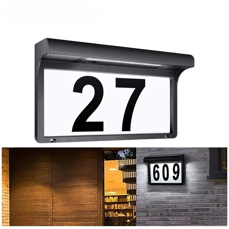 

Outdoor Solar House Number Lights LED Address Sign Waterproof Wall Lamp Plaque for Garden Street Lighting Doorplate