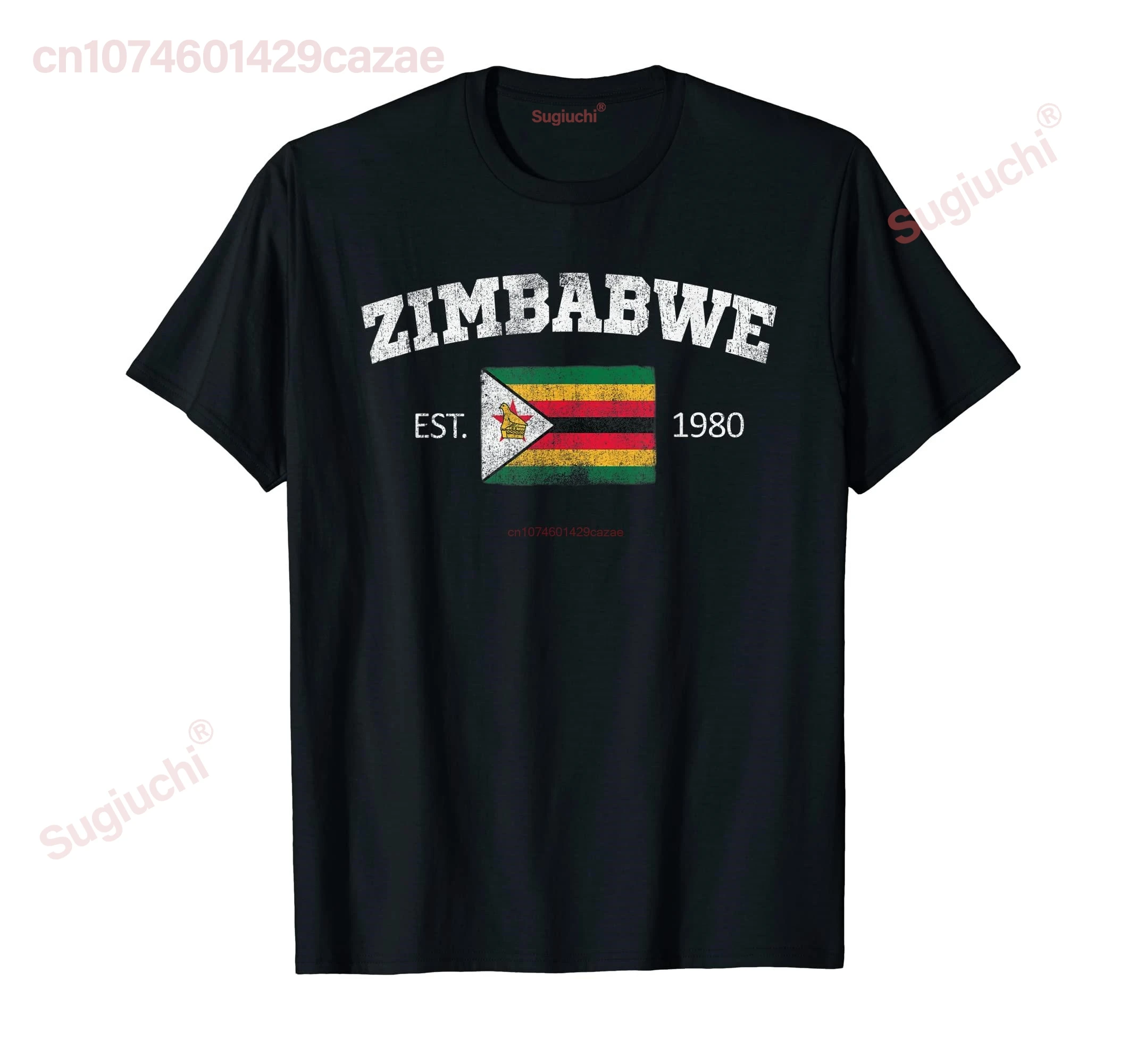 Vintage ZIMBABWE Independence Day Flag Est 1980 Souvenir T-Shirt Gift Hip Hop MEN WOMEN UNISEX T Shirts Size S-6XL