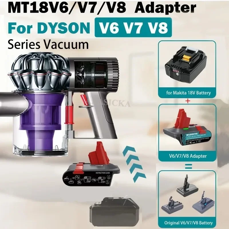 MT18V6V7V8 Batterieadapter für Makita 18V Lithium-Ionen-Akku, kompatibel mit Dyson V6 V7 V8 Animal Absolute Staubsauger – Detail 2