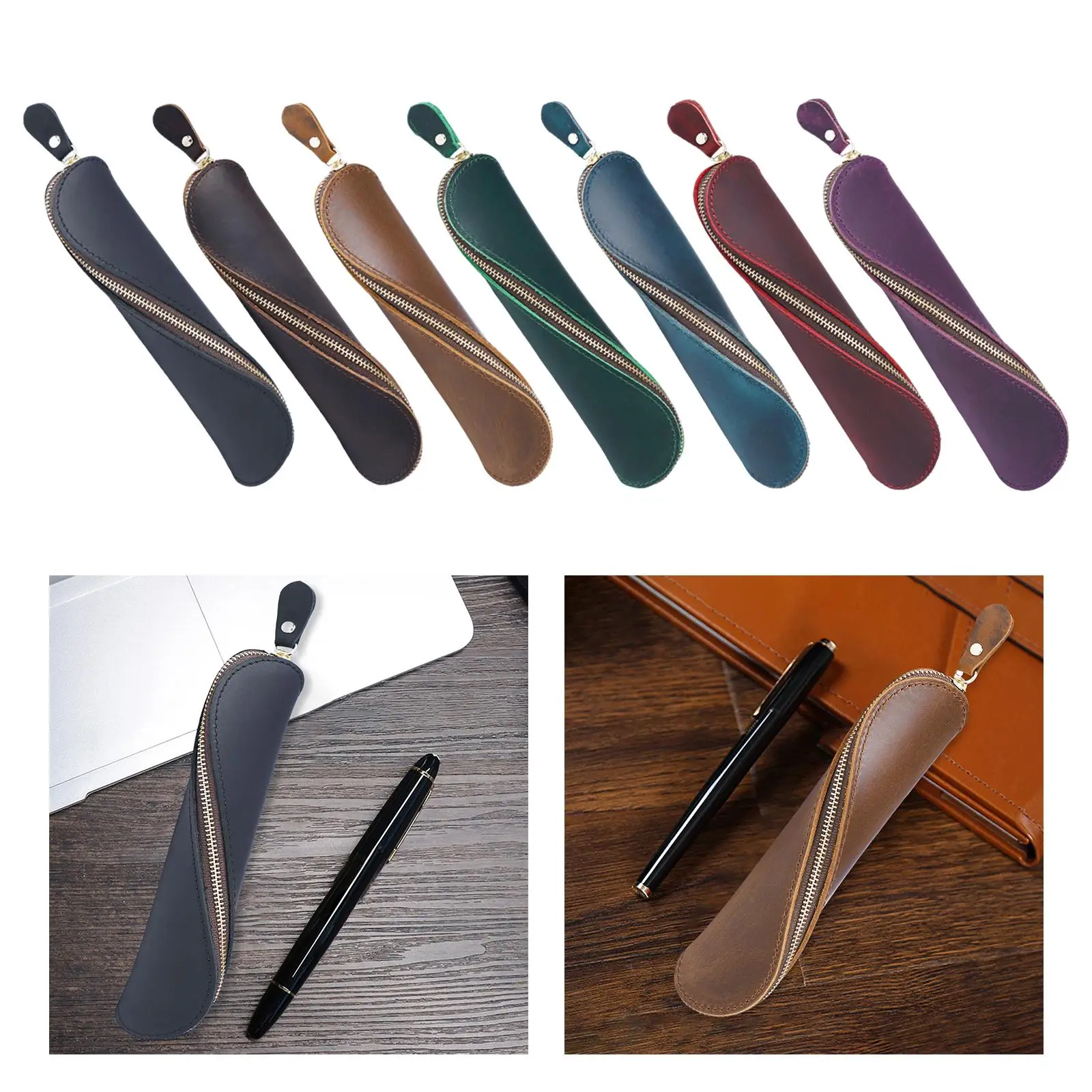 حقيبة تخزين قلم رصاص من البولي يوريثان، حقيبة مستحضرات تجميل مع سحاب للمكتب المنزلي #3