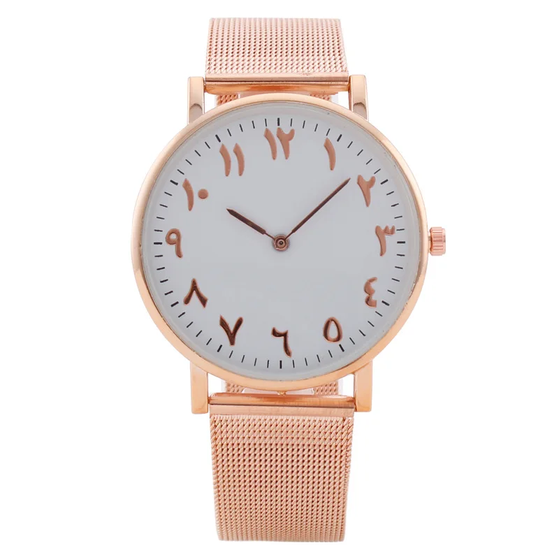 Women's Mesh Watch Arabic Numerals Quartz Movement Fashion Digital Female Watches Casual Ladies Wristwatch Daily Wear Girl Gifts