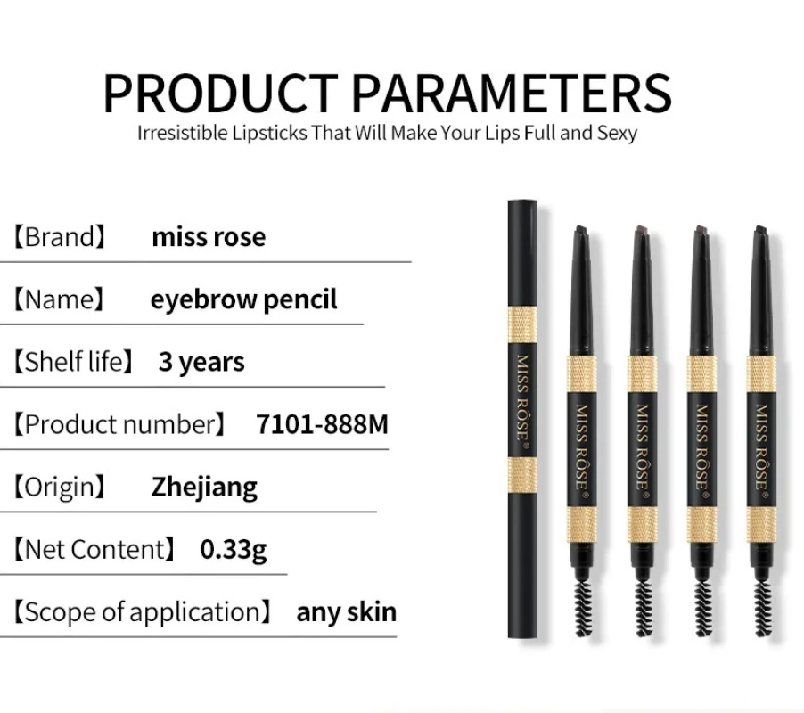 MISS ROSE Triangle Rotating Easy To Colour Not-smudging Eyebrow Pencil Make-up Sweatproof Waterproof Eye Brow Pen Tint Cosmetics