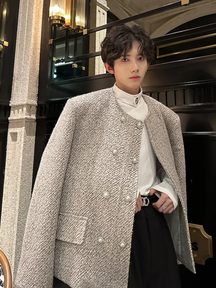 

Мужской пиджак свободного кроя, повседневный, с длинными рукавами, из полиэфирного волокна, однотонный, на двух пуговицах