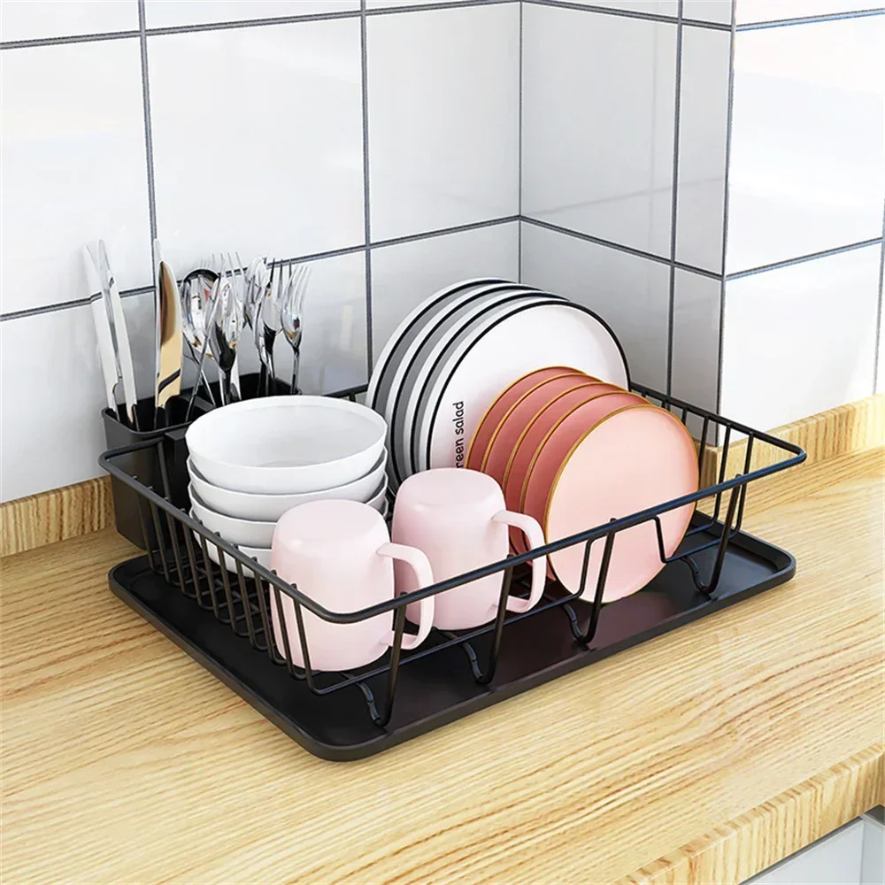 Kitchen Saver 1 Holder, Counter Spout Drainer 2-tier Metal Swivel Space Drainboard, 360° Dish With Utensil Rack Drying